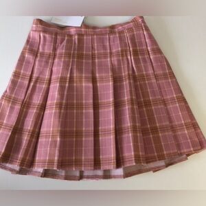 Pleated Pink plaid Mini Skort